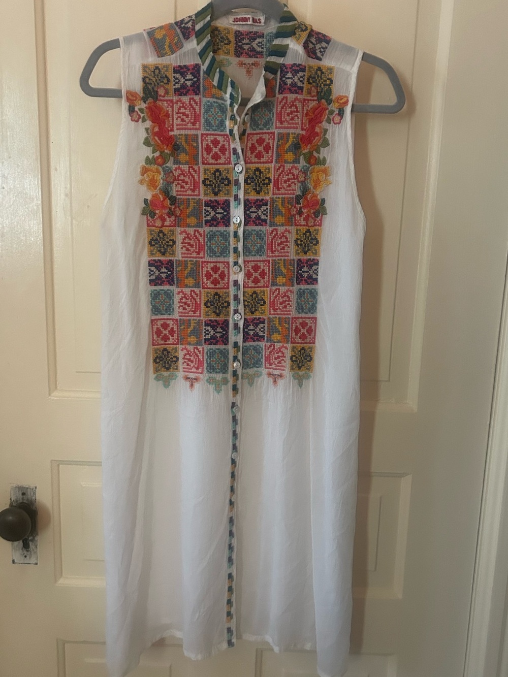 JOHNNY WAS sheer sleeveless tunic top shirt dress XS/S